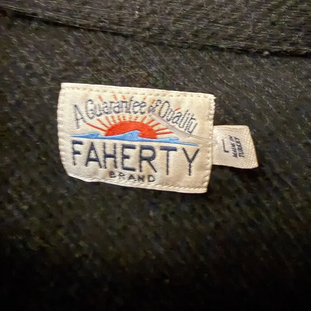 Faherty Men's Legend sweater shirt black L button stretch soft breathable EUC